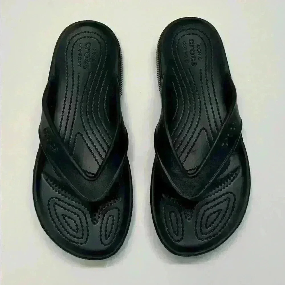 Crocs Unisex‎ Comfort Flip Flop Sandals Black Slip On Men’s 7 Women’s 9 VGC